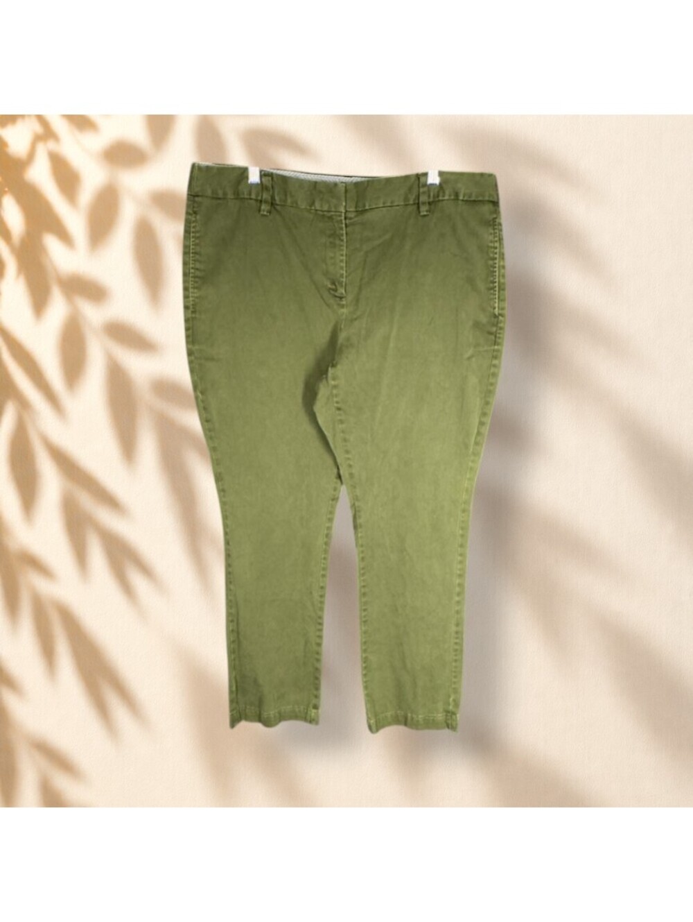 Lands' End Jeans Women 16P Petite Green Denim Medium Wash Mid Rise Straight